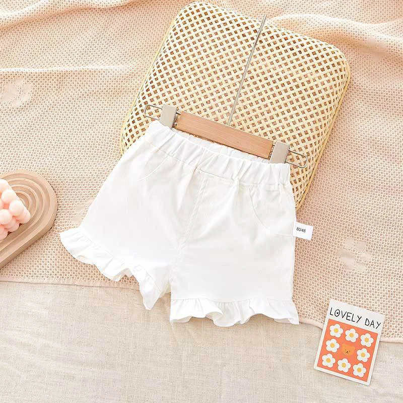 2024 Childrens Shorts Fashion Girls Summer Denim Ruffle Blue Jeans 16Y Casual Day Pants 250312