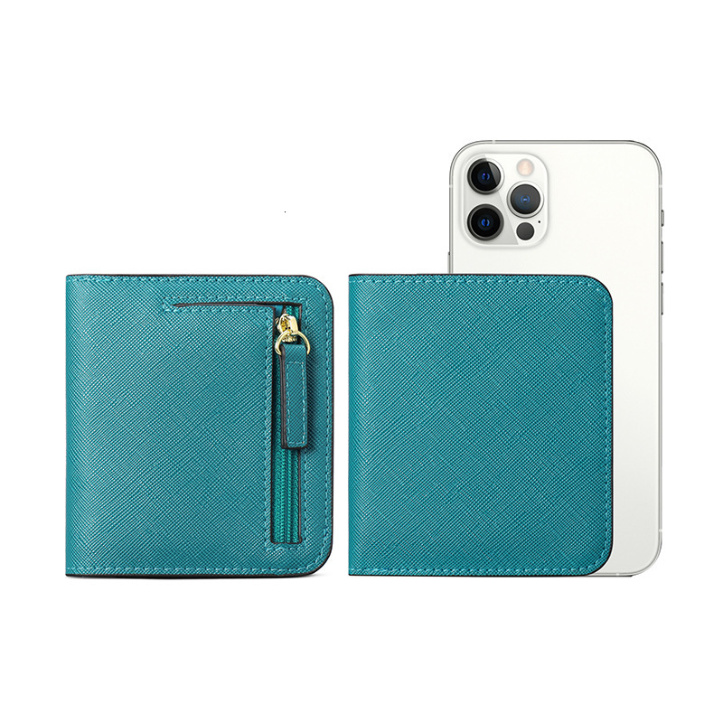 2025S Trend Designer Women S Short Thin Fold PU Cross Pattern Change Bag Style RFID Wallet