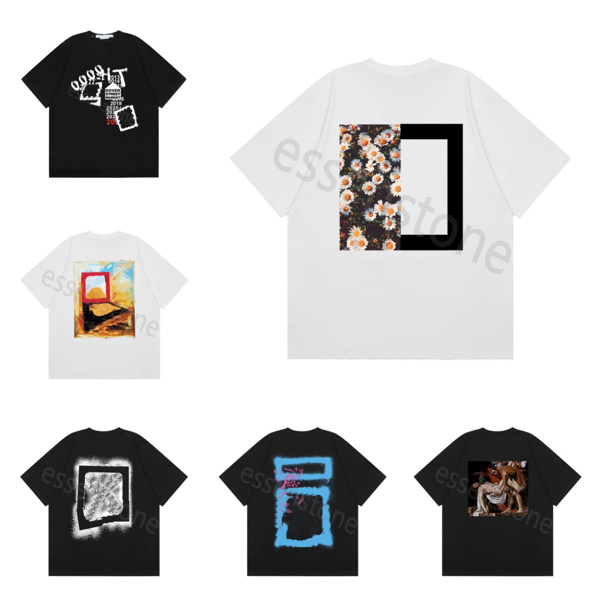 2025 Fashion Luxurys shirt Clothing Mens tee white shirt and Women Loose Tees Tops Man Casual Street graffiti Shirt Sweatshirt Men's T-shirts Tees S-XL