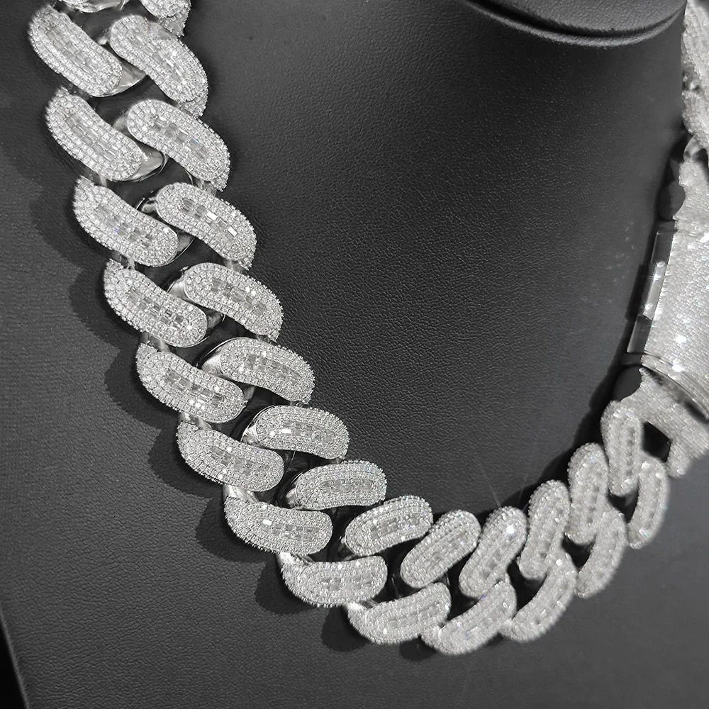 Hip Hop Jewelry 29mm Rectangle Zircon Dia k Necklace Men Iced Out Bg CZ Cuban Chain