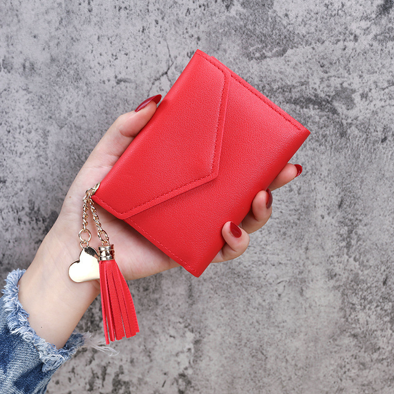 2025S Trend Designer New Women S Tassel Pendant Litchi Pattern Money Clip Card Bag Zero Wallet