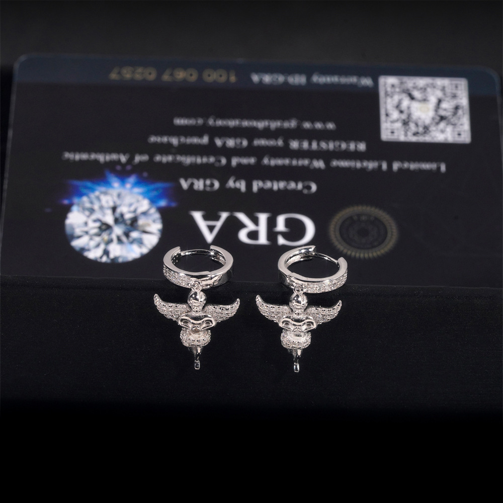 Super Joyful Popular Earrings 925 Silver vvs vs Mo Sangshi Little Angel Showcases Personality Simple Pendant Earrings