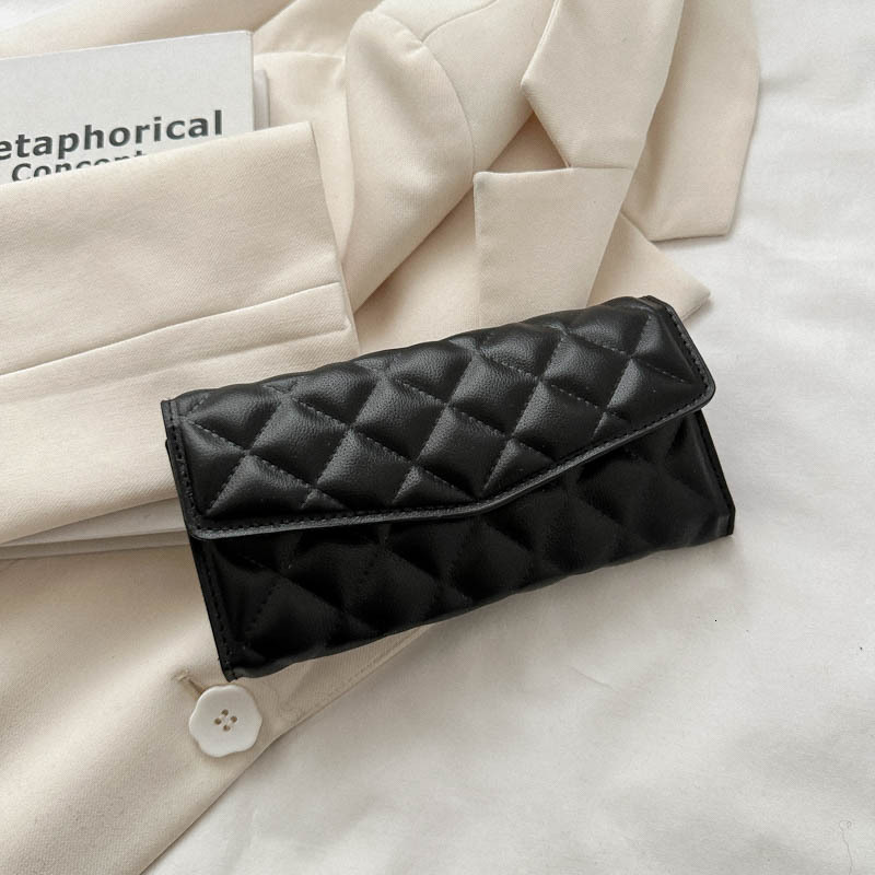 2025S Trend Designer New Card Bag Zero Wallet Fashionable Casual Diamond Grid Embroidery Thread Simple Personality Solid Color Large Capacity Handbag 
