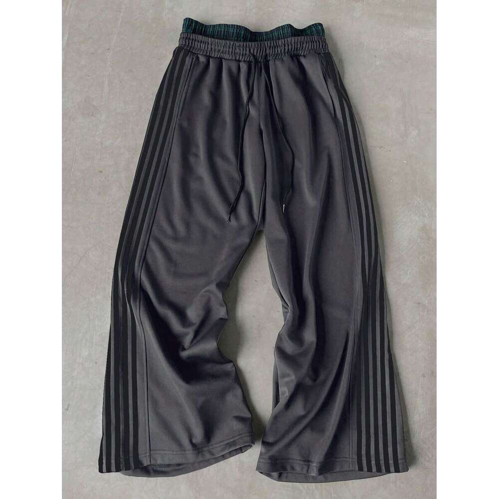 American street style double waisted striped loose straight leg sports casual pants, sweatpants for men and women