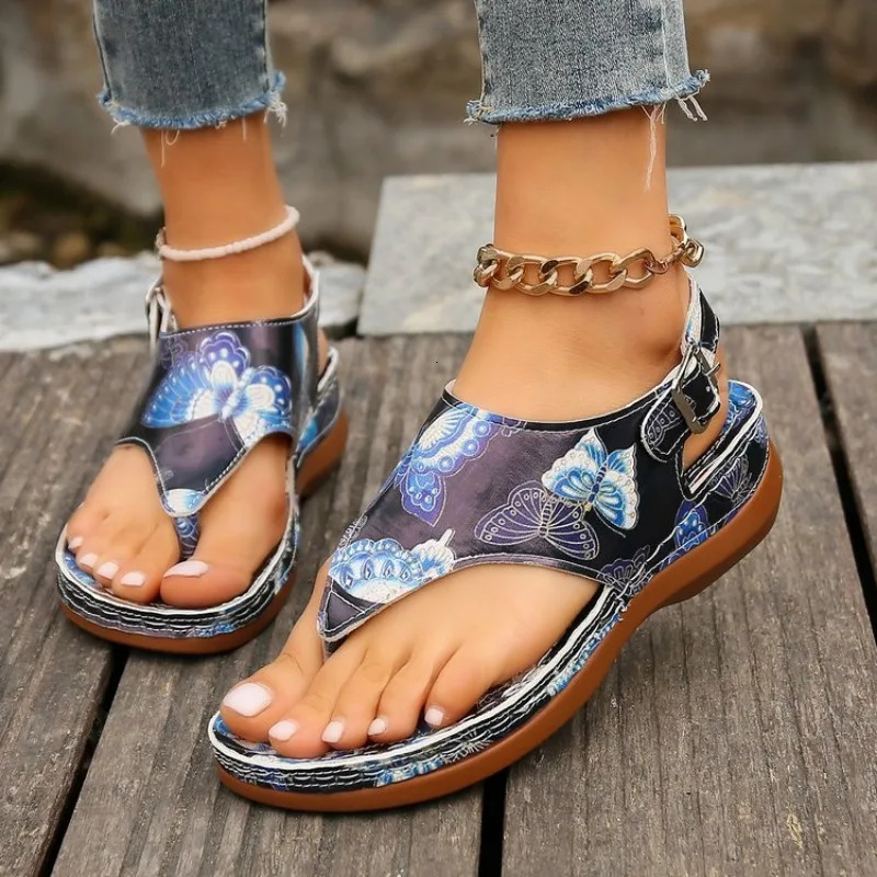 selling Womens Shoe Buckle Sandals Summer Mixed Color Outdoor Leisure Beach Wedge Size 43 250321BJ - view 6