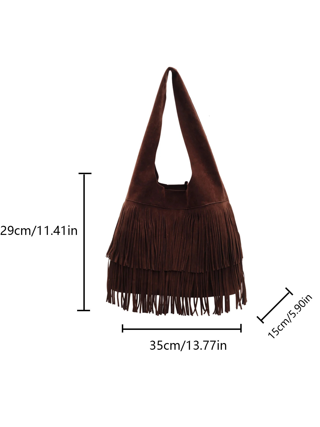 AutumnWinter Vintage Leather Velvet Womens Tassel Bag Casual Large Capacity Shoulder Handbag 250320