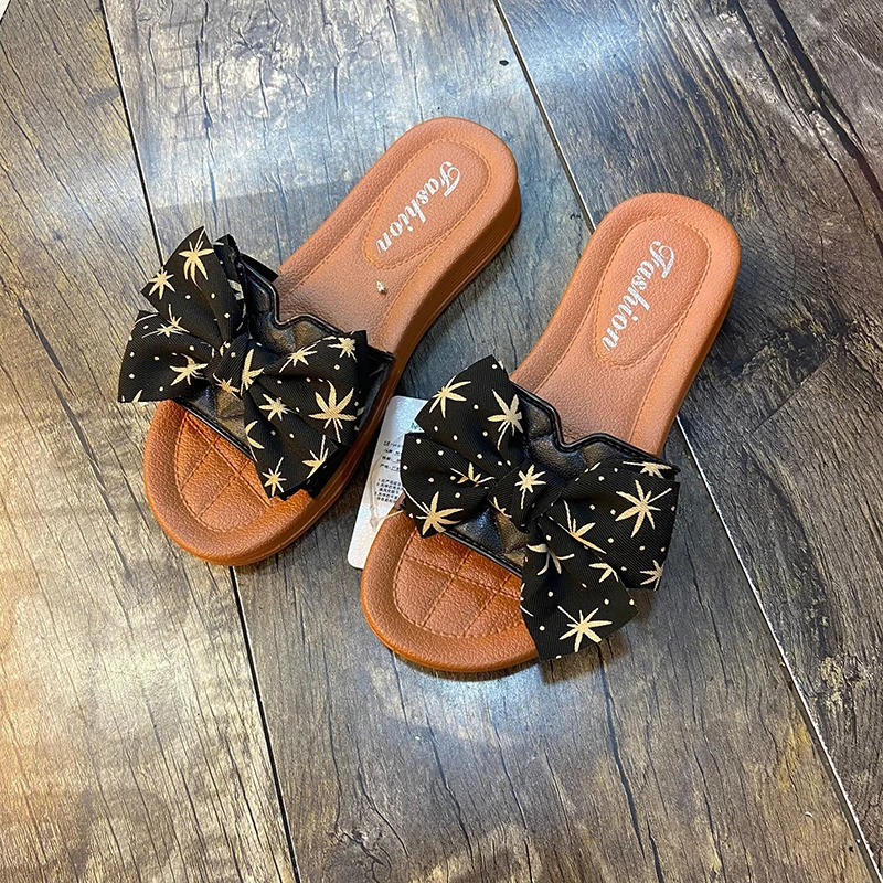 Womens Summer British Style Soft Bottom Butterfly Dew Toe Anti slip Cool Slip Single Line Slippers 250321BJ - view 4