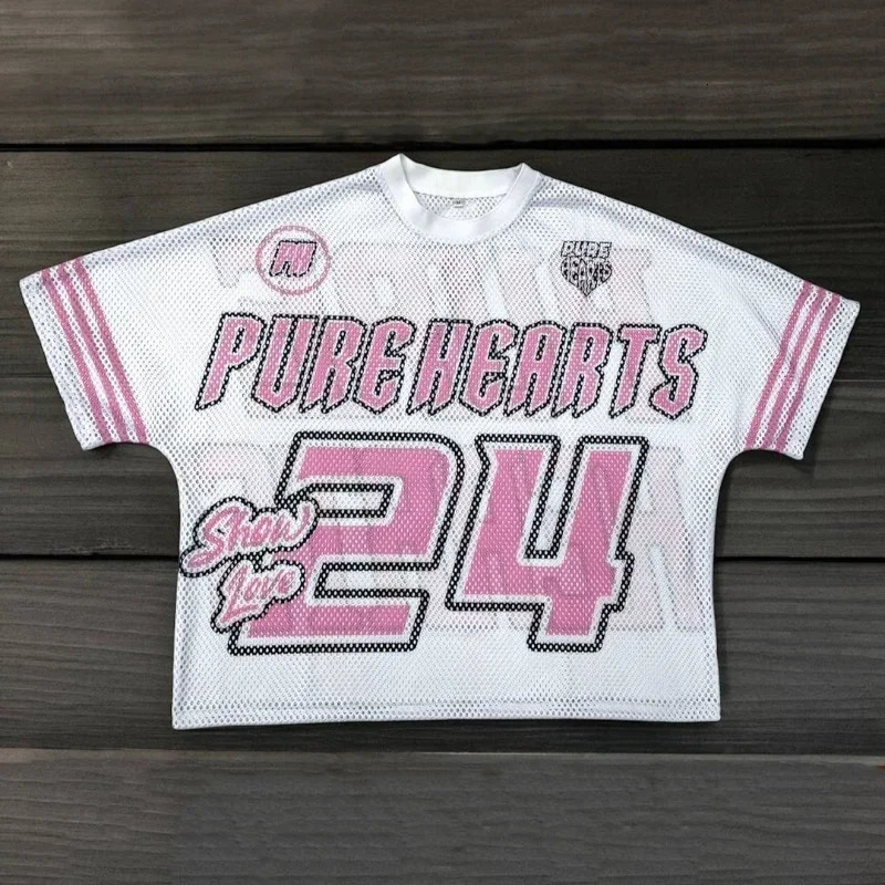 Y2K T shirt Women Clothing Street Harajuku Hip Hop Splicing Round Neck Loose Sports Short Sleeved Tops baseball Jersey 250311