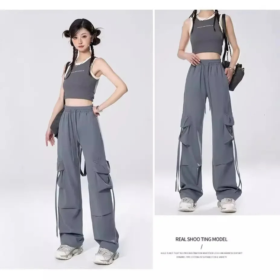 American Style HighWaisted Cargo Pants Petite Size QuickDry Summer 2024 Casual Sweatpants Umbrella n For Women 250320