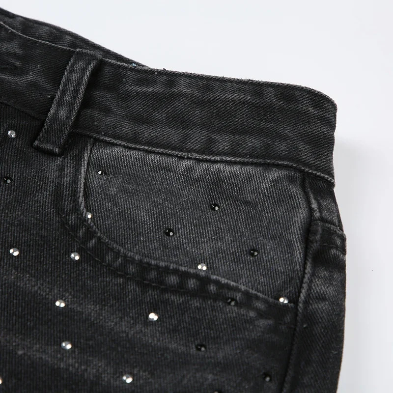 Streetwear Rhinestone Jeans Women High Waist Fashion Loose Straight Wide Leg Denim Trousers Chic Grunge Harajuku Cargo Pants 250320