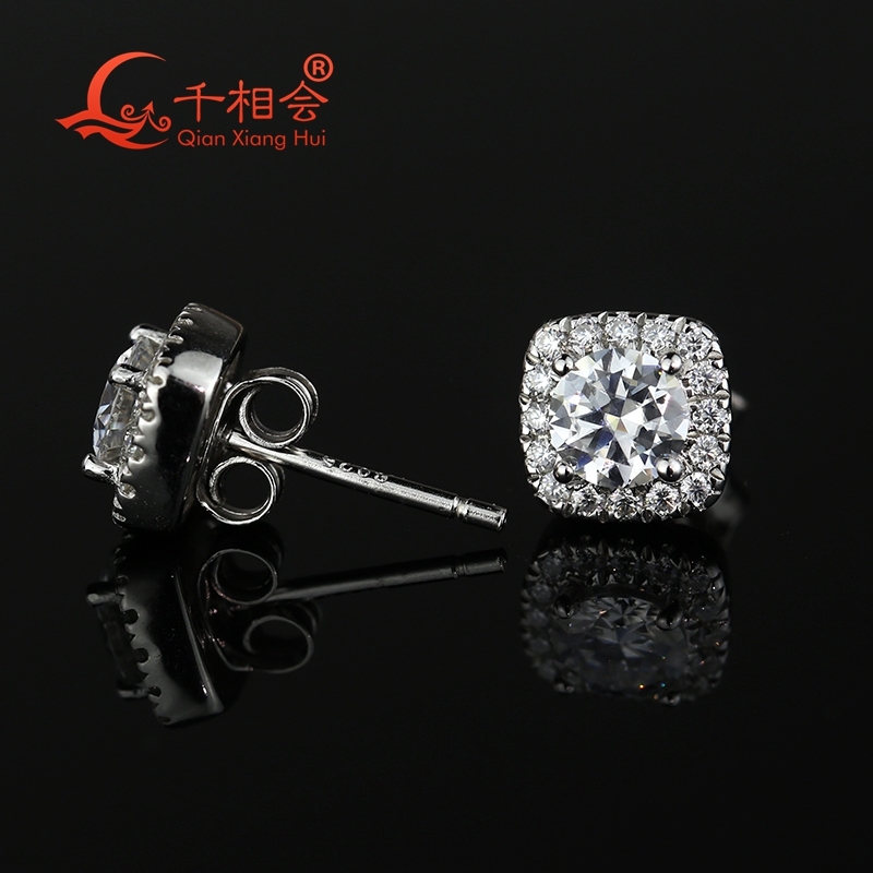8mm cushion shape earrings ear stud 925 silver round 0.5ct 5mm white moissanite stone earrings for jewelry woman gift