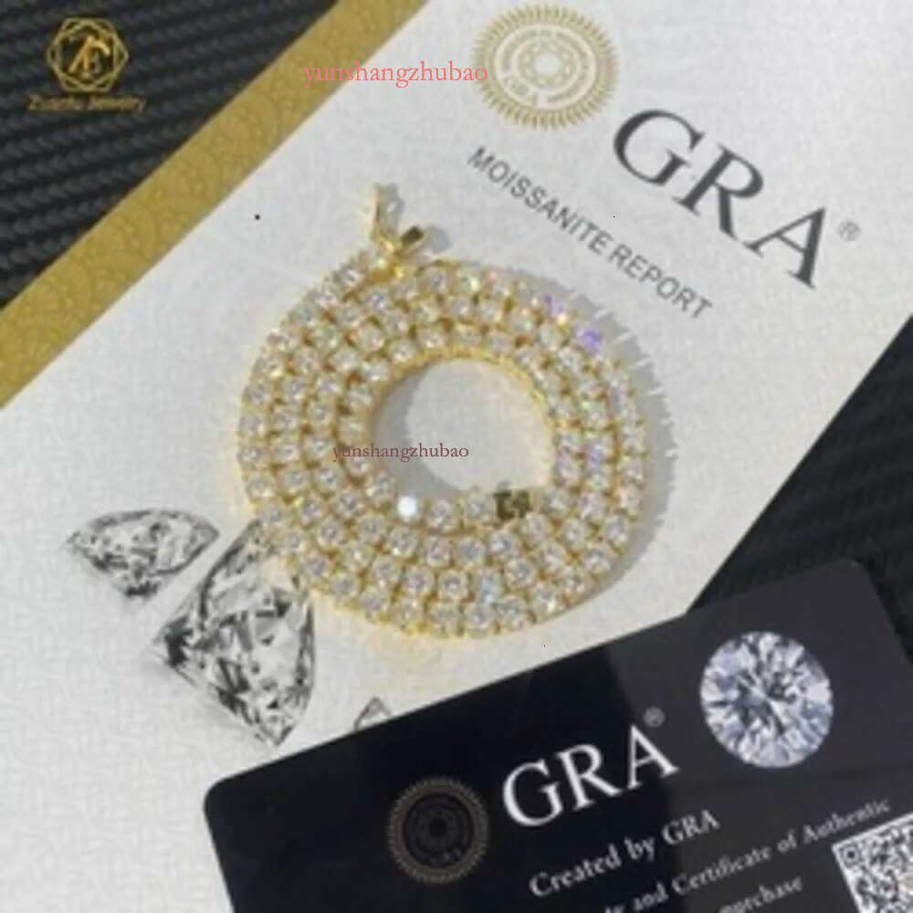 Hip-Hop Jewelry GRA Certificate S 3MM 4MM 5MM 6.5MM VVS D Color Dia Moissanite Tennis Chain Necklace
