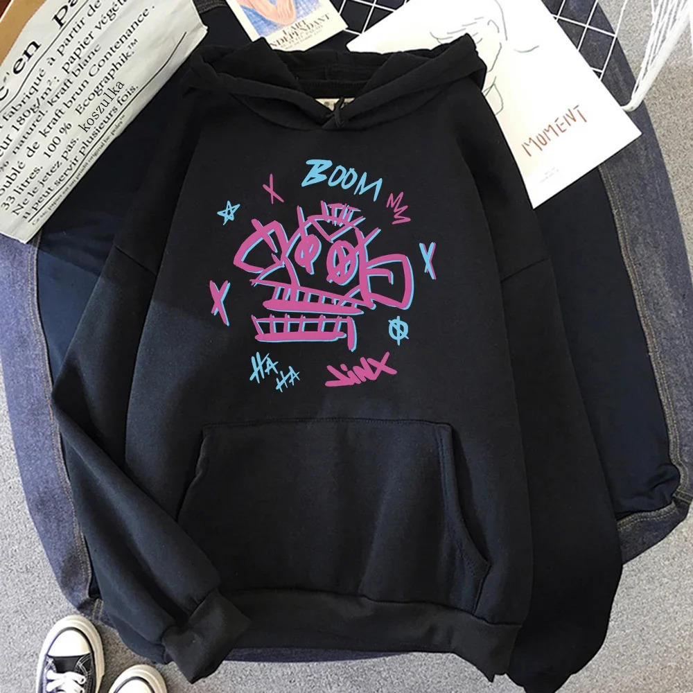 Arcane Ekko and Jinx Hoodie Fashion Women Harajuku Aesthetic Anime Vi Hoodies Unisex Cartoon Casual Vintage Pullover Sweatshirts 250320