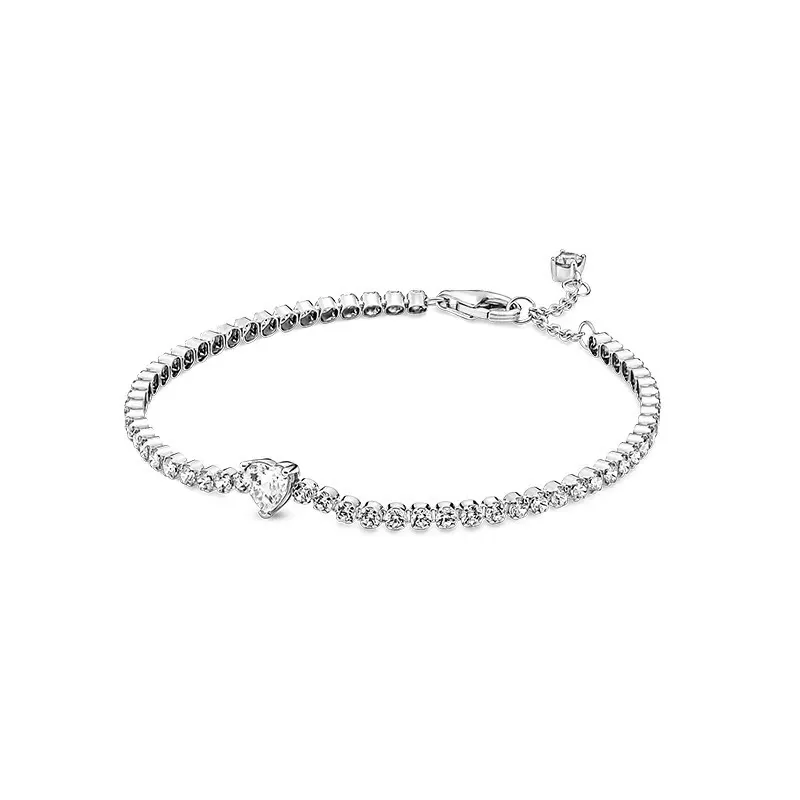 2025 Sterling Silver Dangle Charms New Tennis Bracelet Rose Gold Glittering Heart Ornament Adjustable Pull designer bracelets