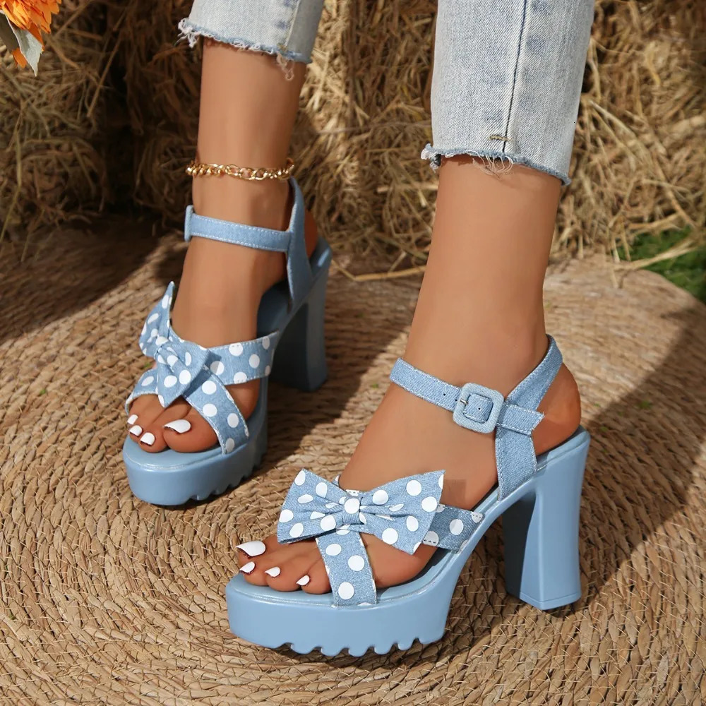 Sandals womens summer high heels thick platform single role buttoned fish mouth shoes 250321BJ