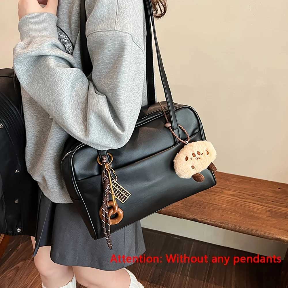 Preppy Retro Trend Womens Large Capacity Commuter One-Shoulder Underarm Korean Advanced Design Briefcase Y250320