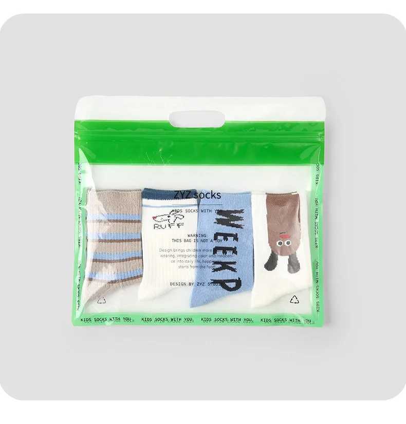 2025 Spring Childrens Socks Cartoon Puppy Letter Pattern Calf Cotton Socks Kids Boys Girls Socks 4 pairs X2503221