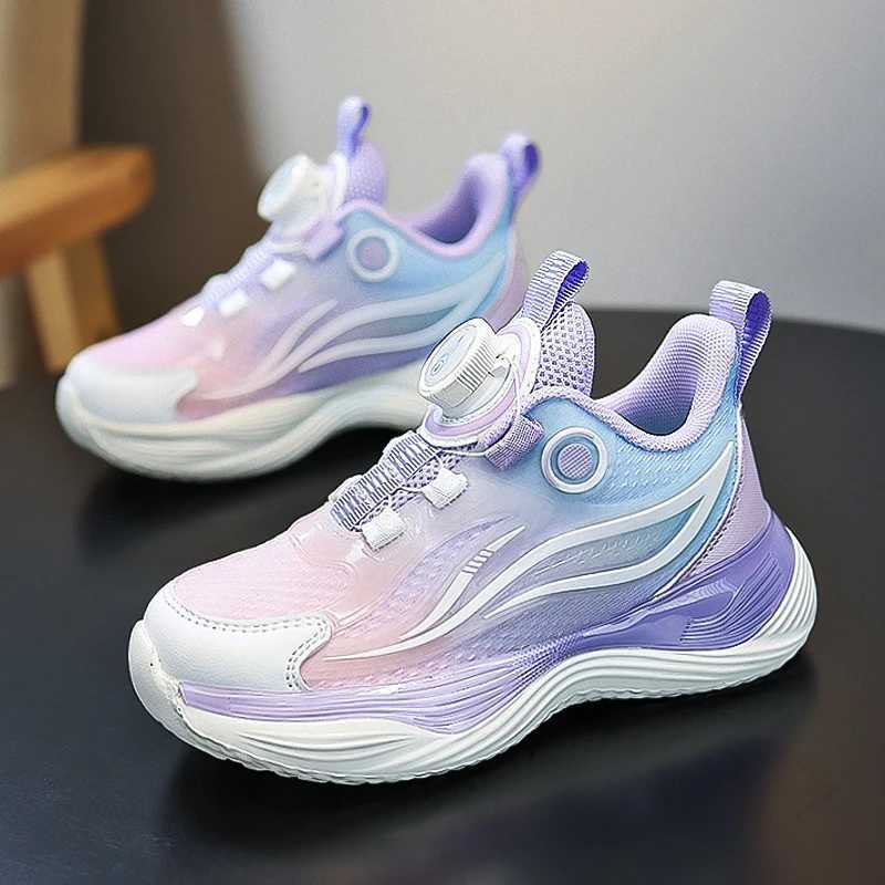 Girls Running Shoes Kids Lightweight Non-Slip Sports Sneakers Big Kids Rotating Button Training Shoes Breathable Casual Shoes X250322