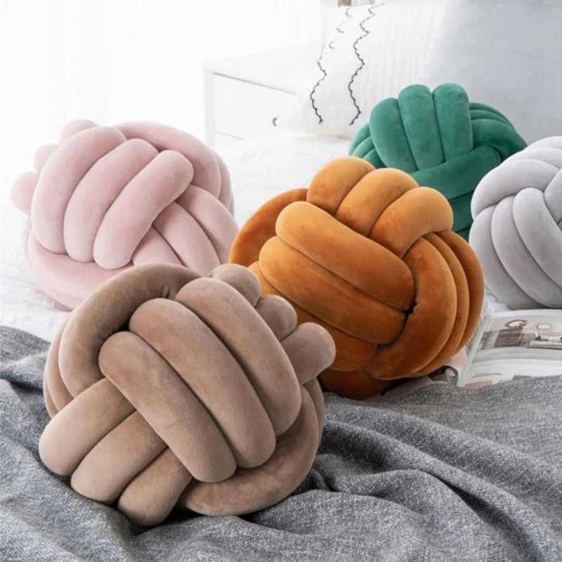 Knot Pillow Ball Round Throw Pillows Home Decor Cushion Decorative Aesthetic Handmade Throw Pillows Khaki Cream Pink White BlackXJ250321