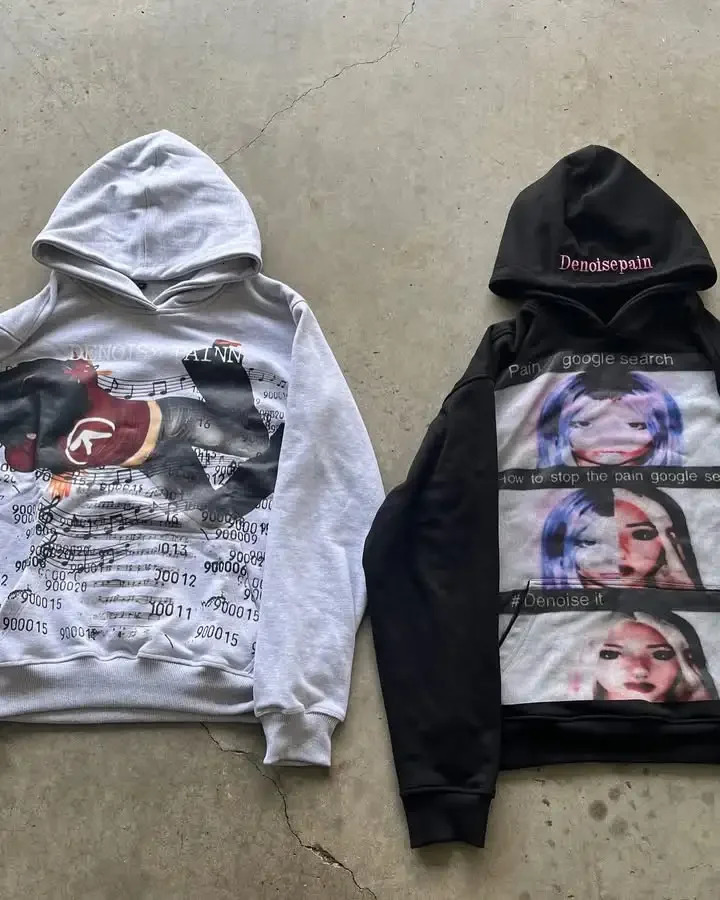 Harajuku Y2k casual printed hoodie womens Grunge streetwear sportswear top Gothic super large clothing 250319