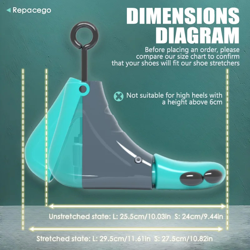 Repacego 2Pcs Shoe Stretcher Shoe Trees Universal Unisex Women Men Adjustable Length Width high top Expander Extender Keeper 250327