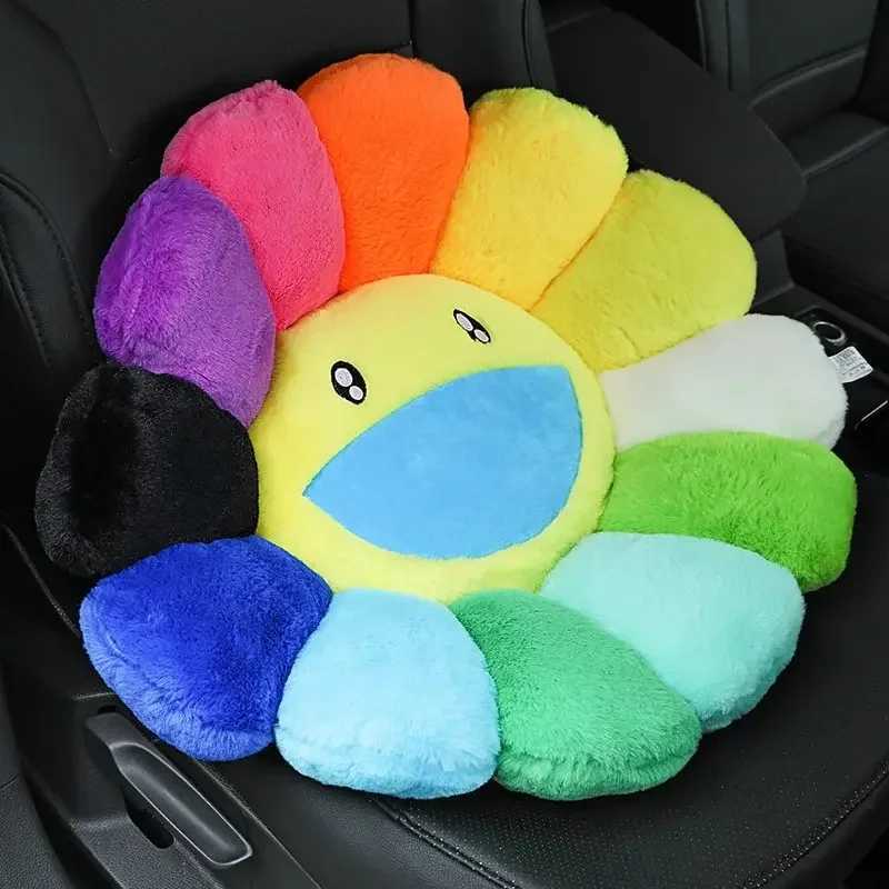 Rainbow Flower Plush Mat Kawaii Smile Flower Pillow Sunflower Filling Pillow Soft Sleep Backrest Sofa Decorative GiftXJ250321