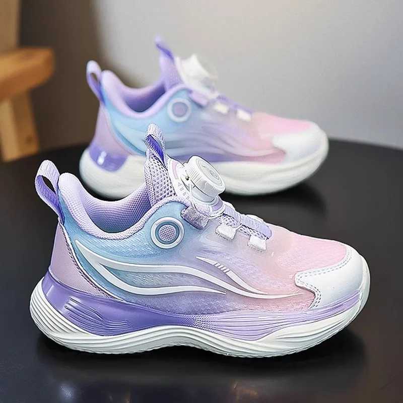 Girls Running Shoes Kids Lightweight Non-Slip Sports Sneakers Big Kids Rotating Button Training Shoes Breathable Casual Shoes X250322