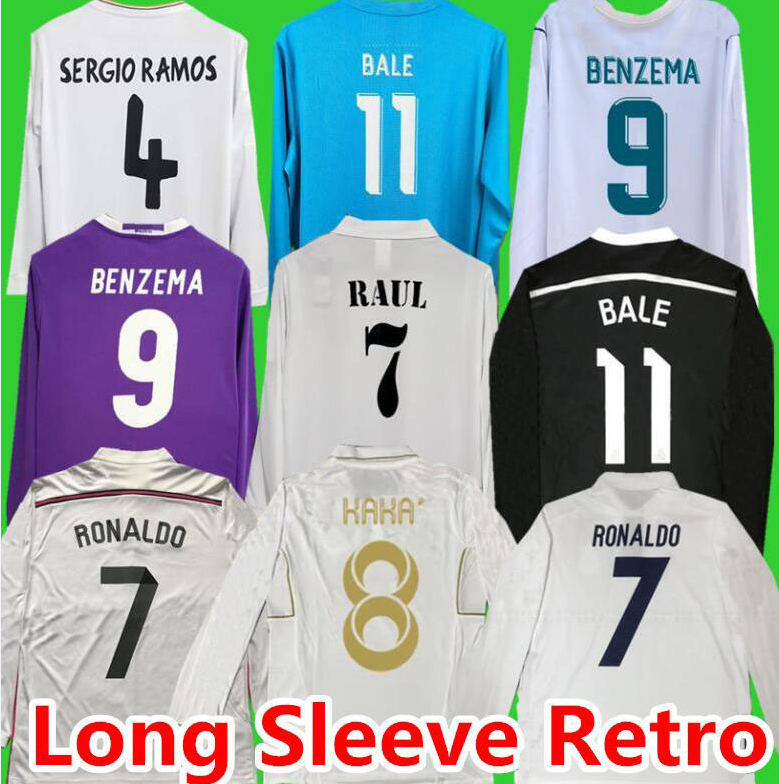 ZIDANE Retro Soccer Jerseys Long Sleeve RAUL R. CARLOS 12 13 14 15 16 17 ALONSO KAKA SERGIO RAMOS SEEDORF RONALDO Football Shirts 01 02 03 04 05 06 07