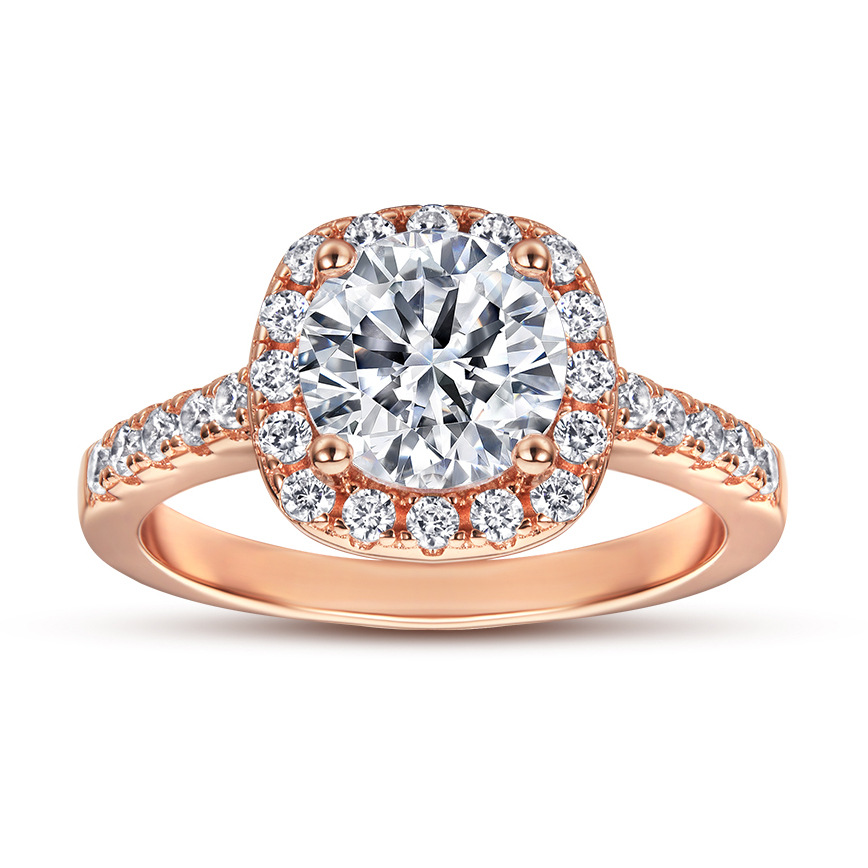 Light classic sterg sier square moissanite ring as a jewelry gift for women's engagement party