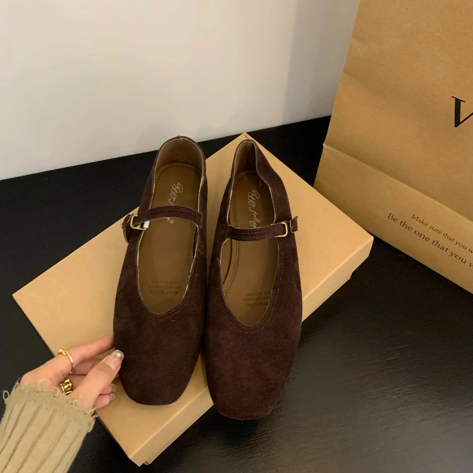Bailamos Women Flats Round Toe Shallow Slip On Ladies Casual Ballet Shoes Soft Real Leather Eelgant Dress Shoes Size41 250321