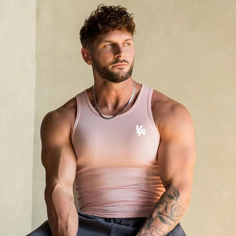 Spring Summer Knit Ice Silk Ribbed Fitness Sports Casual Slim-fit Mens Vest Mens I-line Muscle Vest Cotton Men 250322