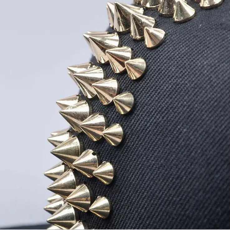 Wholesale Male Spike Studs Rivet Baseball Caps Men Hiphop Punk Rock Flat Hats 250318