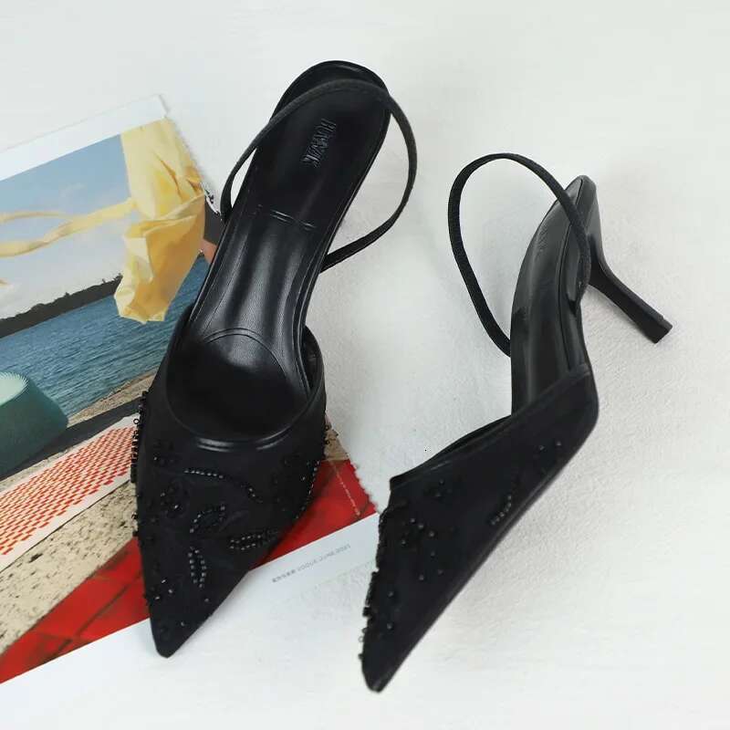 2025 New Women's Embroidered Mesh Diagonal Back High Heel Sandals Designer Fashion Shoes Unique Ivory Elegant Style Wedding Party High Heels
