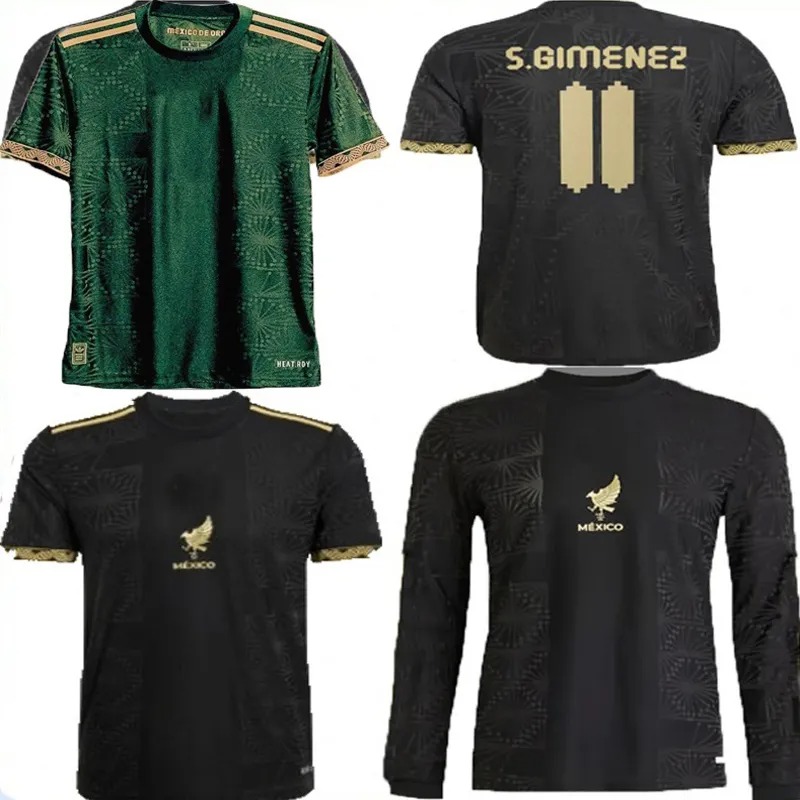 new Mexico 2025 Copa Soccer Jerseys Goalkeeper GIMENEZ 25 26 Fans Player Version Pre Match Kits Mexiko Kids Sets Women Football Shirt Pea Design Uniform black