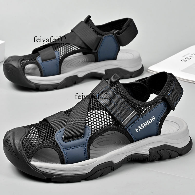 Summer Mens 2025 Soft Leather Casual Sandals: Outdoor Cover Anti-Slip Wear-Resistant Men Hot Closed Toe Sandals :