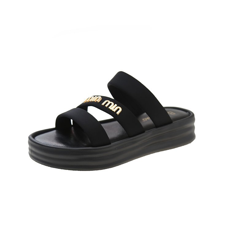Women's thick-soled slippers 2025 style for summer for outdoor wear casual one-word slippers trendy for petite women bestseller for going out wed