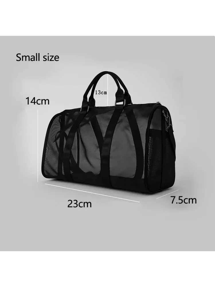 Yoga fitness bag womens luggage bag outdoor fitness bag travel diagonal cross bag fashionable yoga transparent mesh bag Y250320