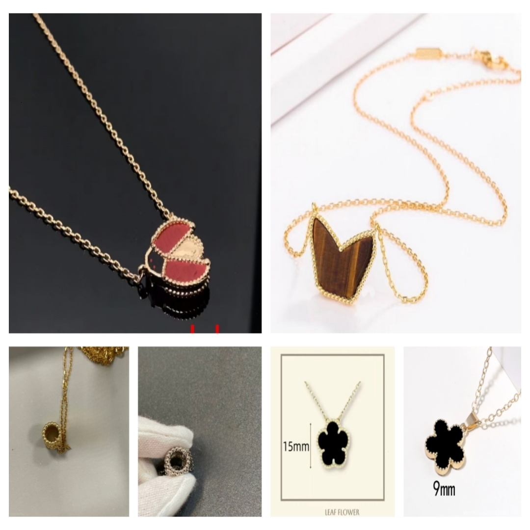 Classic four leaf clover pendant necklaces for women man unisex charm designer jewelry butterfly locket necklace fashion ladybug gold chain valentine day girl gift