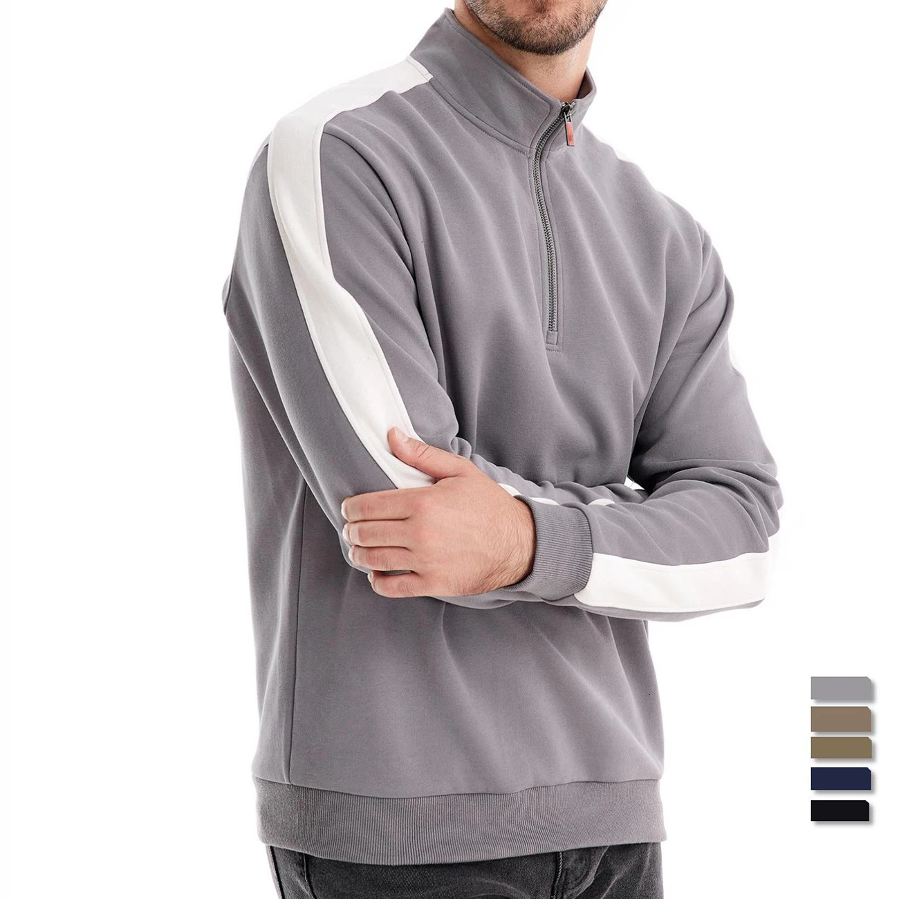 Aiopeson Mens Patch Work Quarter Magger Cotton Felpa Miscelato Sport Casual Leg…