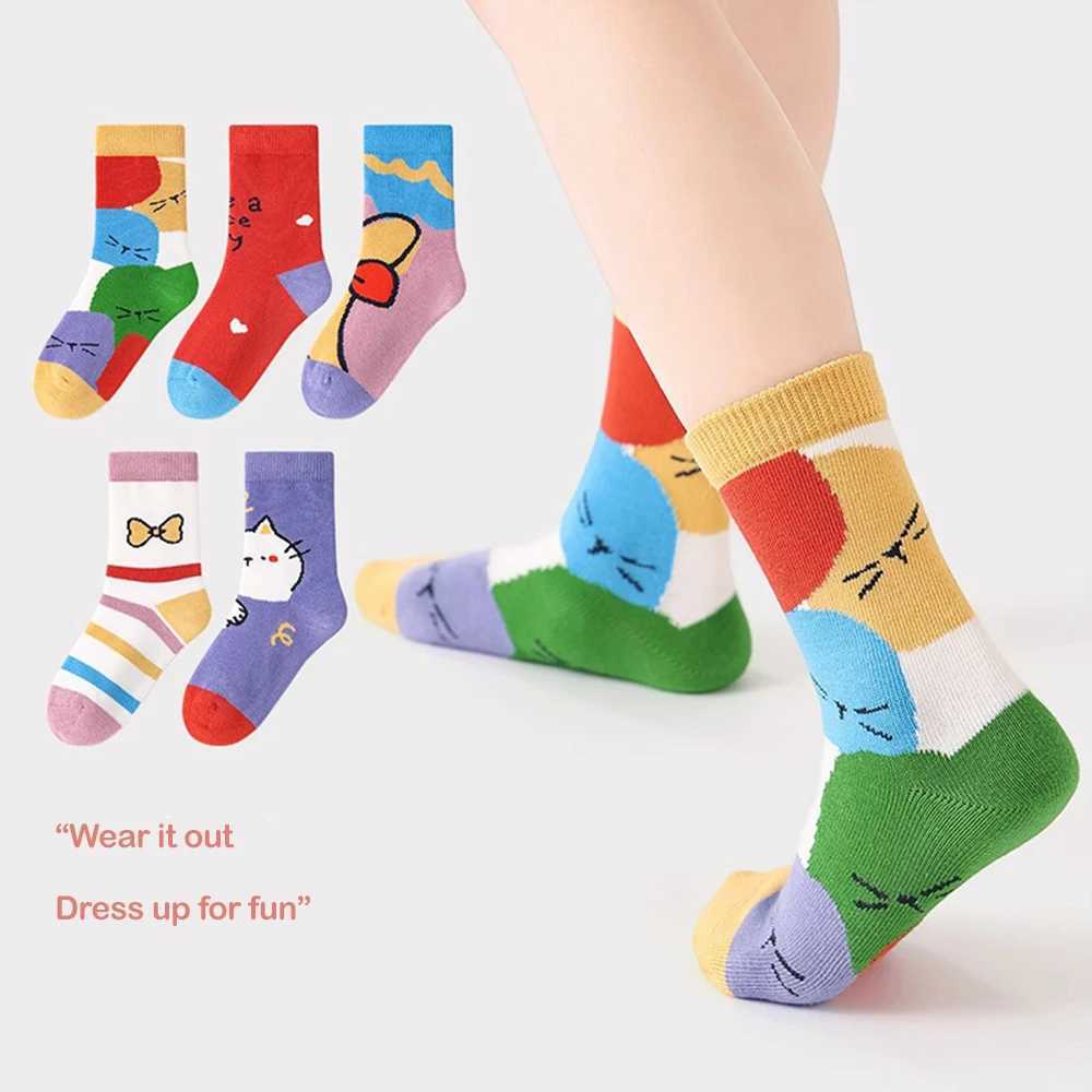 5 pairs 1-14Years Colorful Colors Mid-tube Socks Medium Length Anime CartoonComfort Warm High Quality Kids Baby Socks Boy Sock X2503221