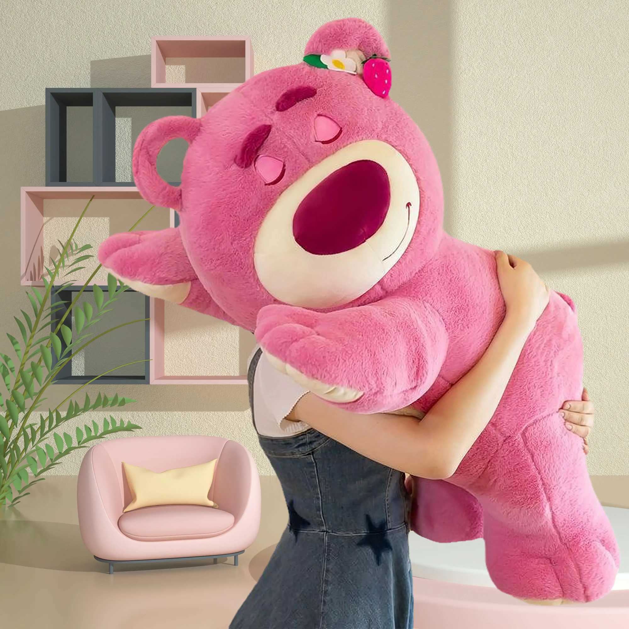 80cm Anime Lots-o-Huggin Bear Plush Toy KAWaii Lying in Bed Sleeping Loso Bear Plush Soft Fill Doll Pillow Birthday Gift X250322