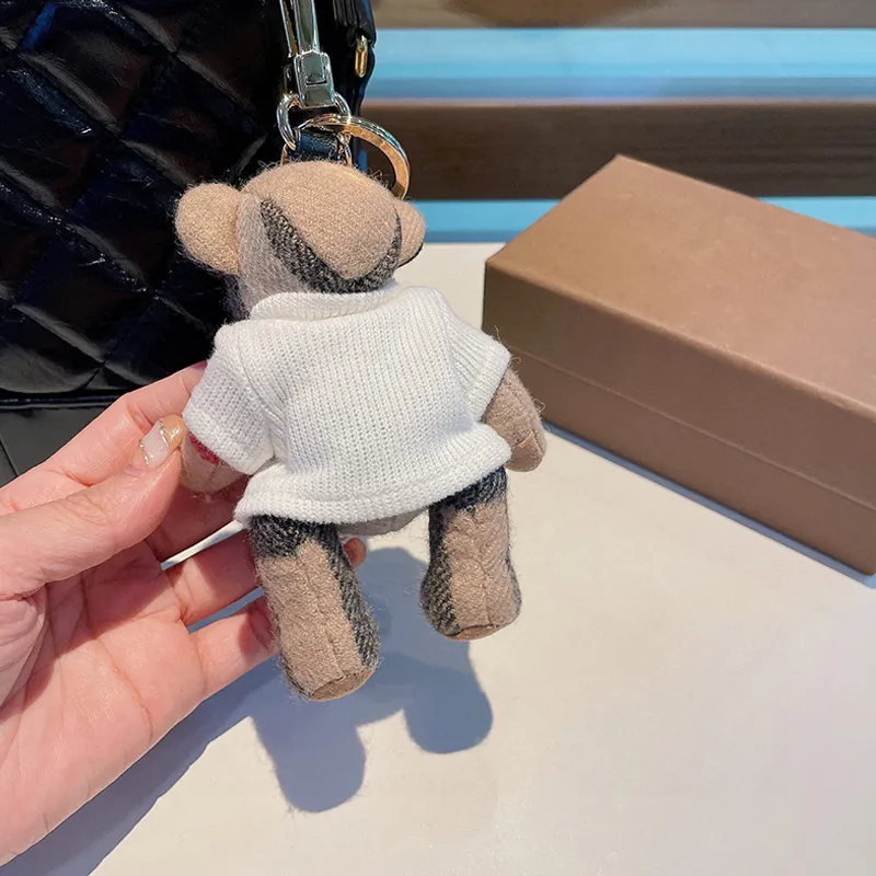 Keychains Lanyards Fashion Teddy Car Jewelry Bag Charm Plush Doll Keychain Cute Designer Bear Backpack Charms Cartoon pendant bag hanging