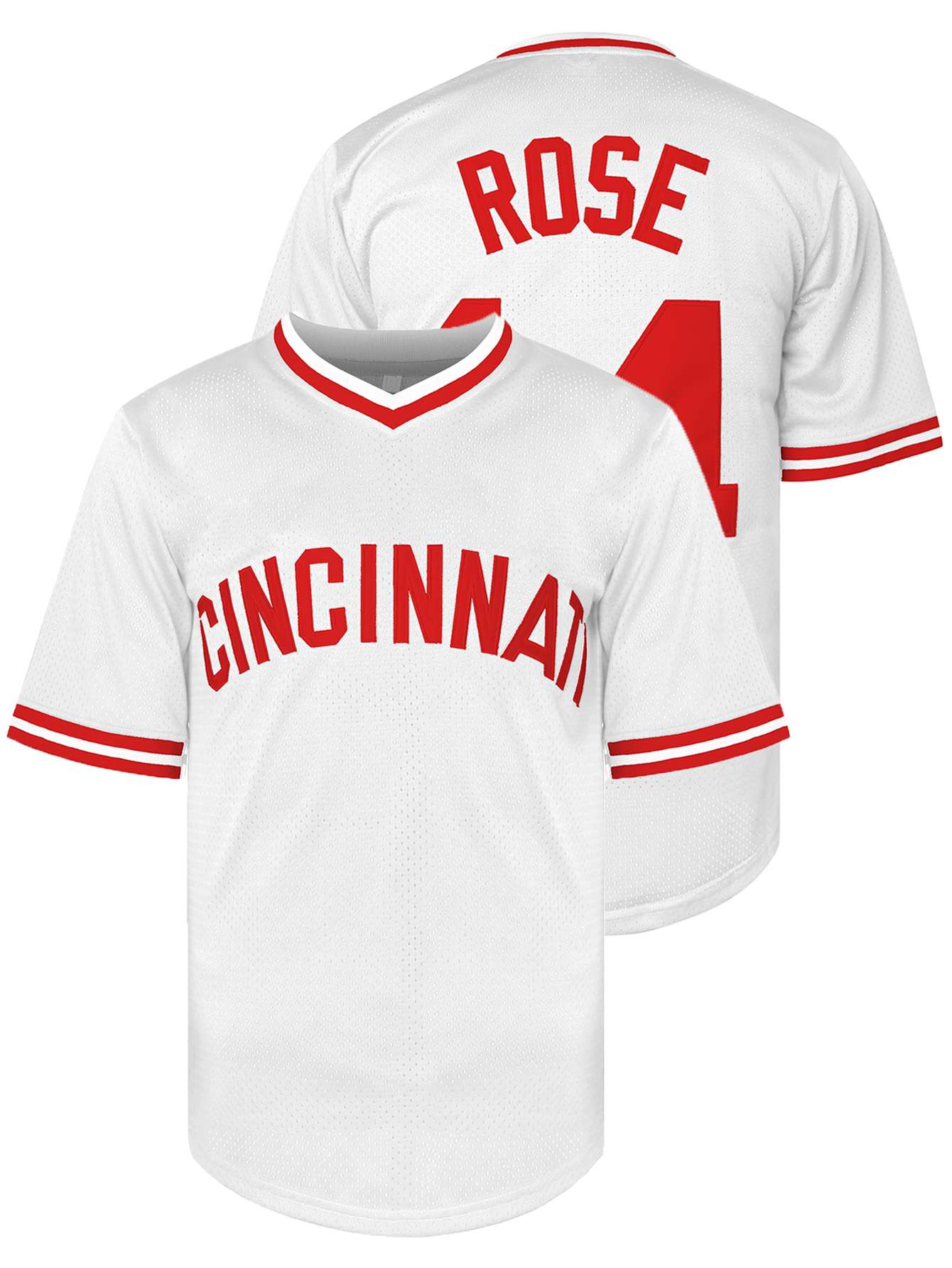 In Stock Men's 14 Pate Rose Retro Baseball Jersey With Embroidered Name & Number White Red Fast shipping