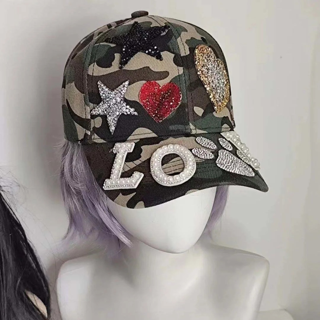 Womens Y2K accessory hat womens retro hat Y2K baseball hat funny camouflage hat 250320