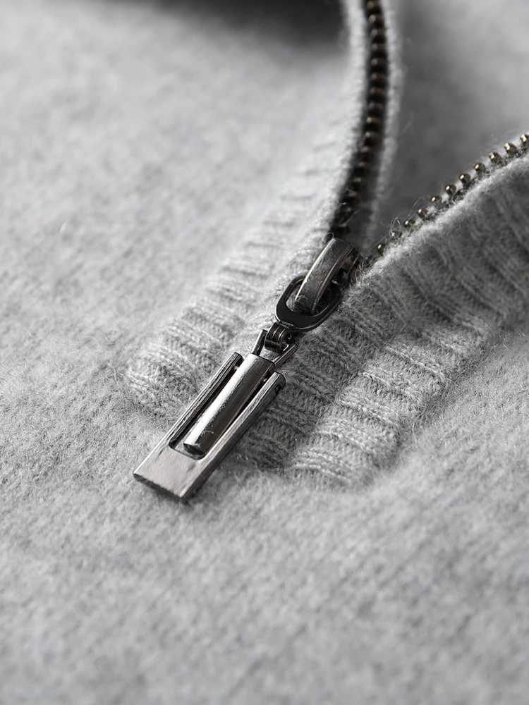 Mens 100% cashmere sweater set plain collar zipper floral cashmere pants autumn and winter thick high-quality cashmere knitted top W250322