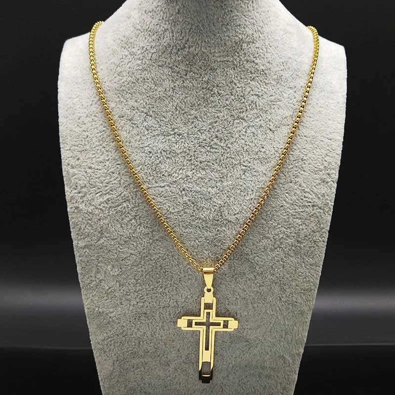 2023 New Cross Stainless Steel Necklace Mens Gold Necklace Mens Chain Alloy Necklace Fashion Jewelry Customized Mens NecklaceXJ250322
