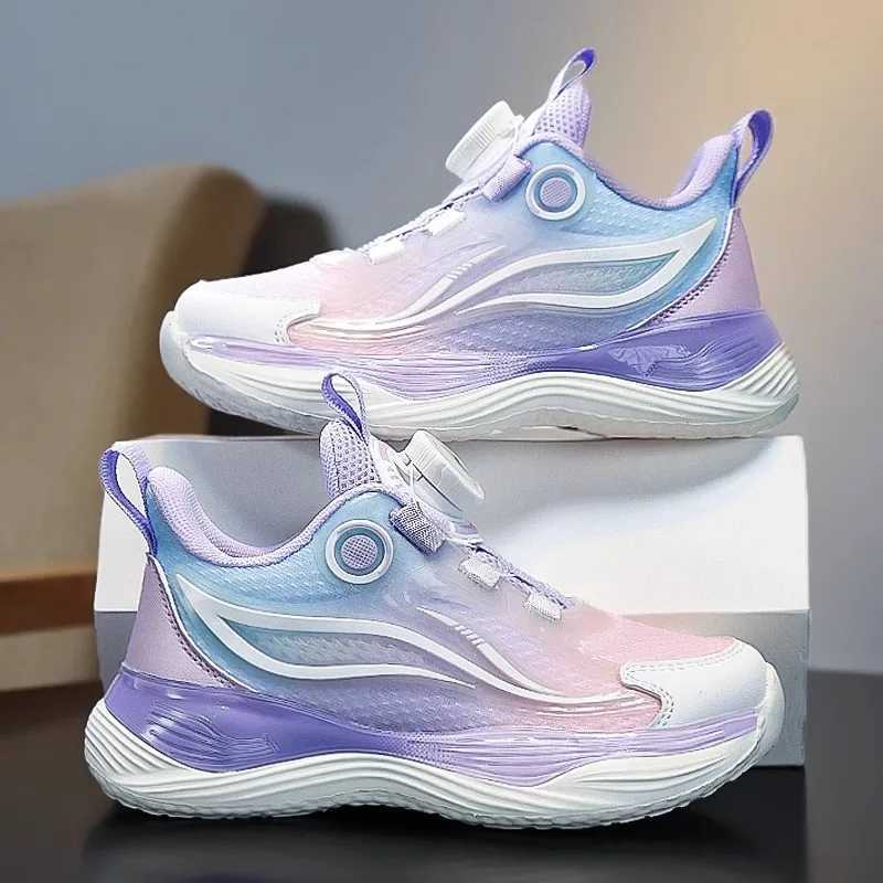Girls Running Shoes Kids Lightweight Non-Slip Sports Sneakers Big Kids Rotating Button Training Shoes Breathable Casual Shoes X250322