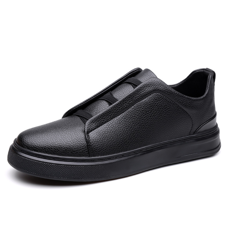 British new men's leather shoes bean shoes a slip-on set feet lazy shoes soft sole soft short casual