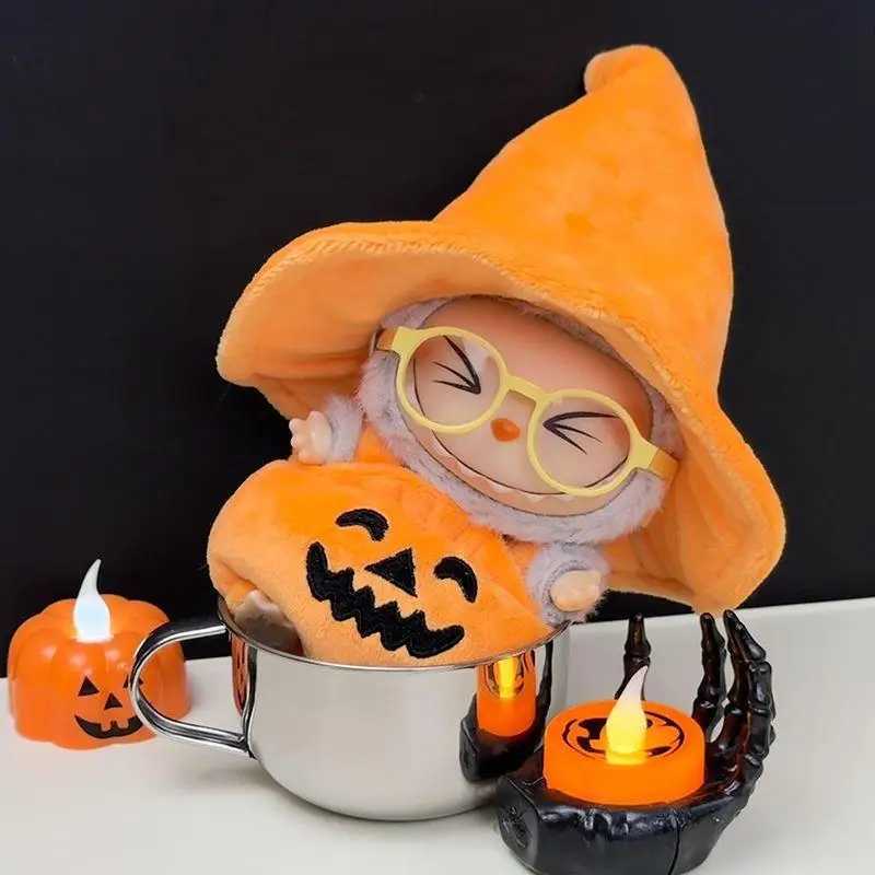 For labubu Halloween pumpkin doll costume cute black cat vinyl doll dress up clothes without dolls Z250322
