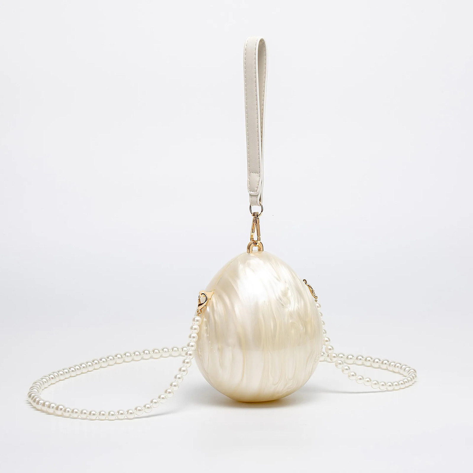 Fashion Acrylic Egg Bag Pearl Chain Womens Shoulder Cross Bag Love Cake Bow Party Clutch Wallet 250320